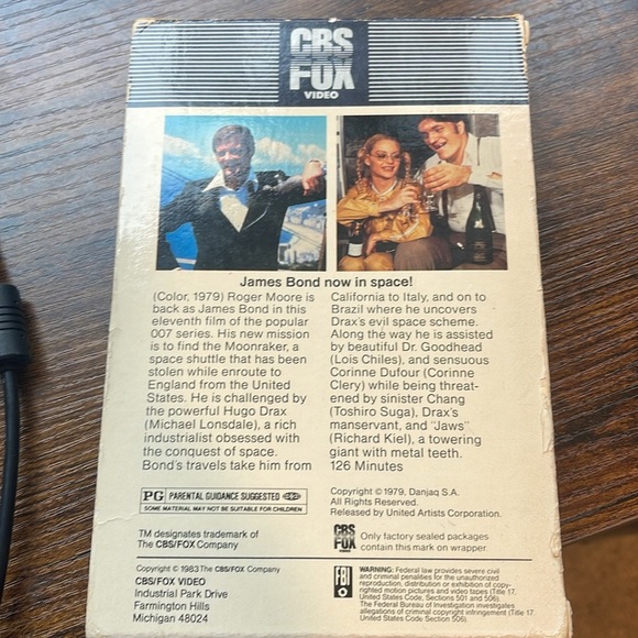 Moonraker vhs CBS Fox Roger Moore James Bond 007 - Picture 3 of 5